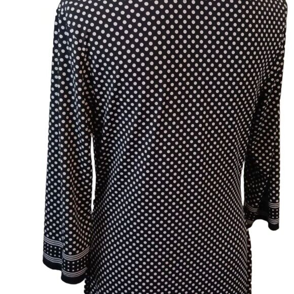 Max Studio Black & White Polka-Dot Surplice Ruched Waist Midi Dress Size L - Picture 7 of 16
